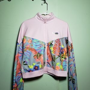 Nike Hyper Femme Tropical Floral Cropped Pink Track Jacket Women's Size Large